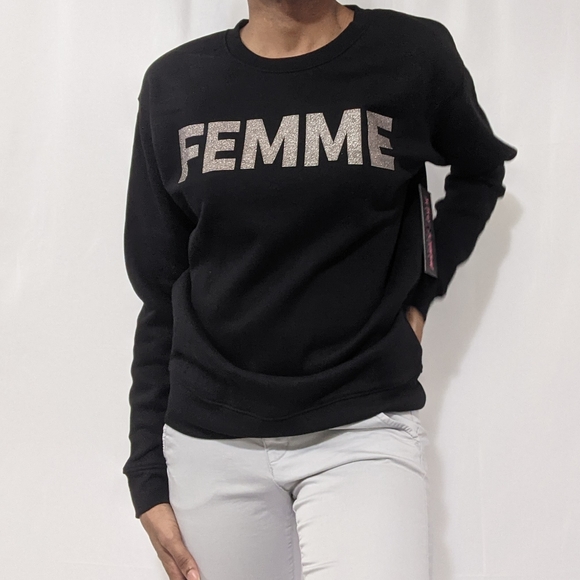 NWT Betsey Johnson Glitter Femme Sweatshirt - Picture 3 of 8
